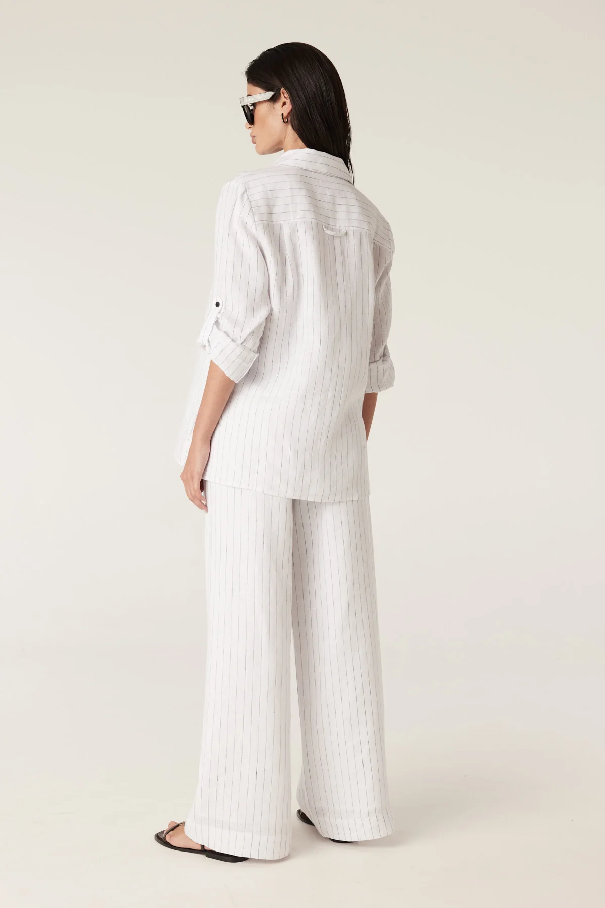Sail Linen Shirt - White Pinstripe - Image 6