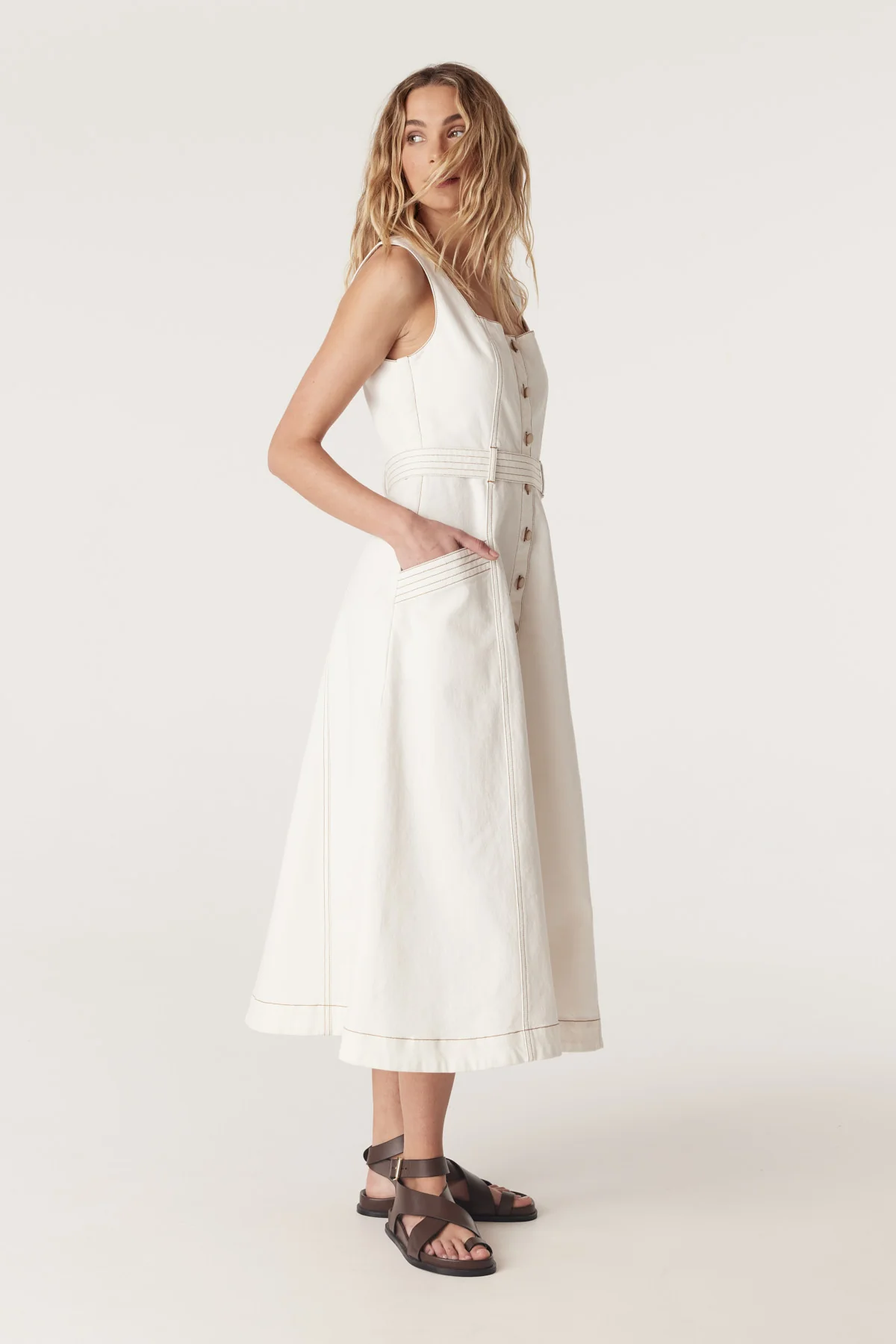 Samba Drill Dress - White - Image 5