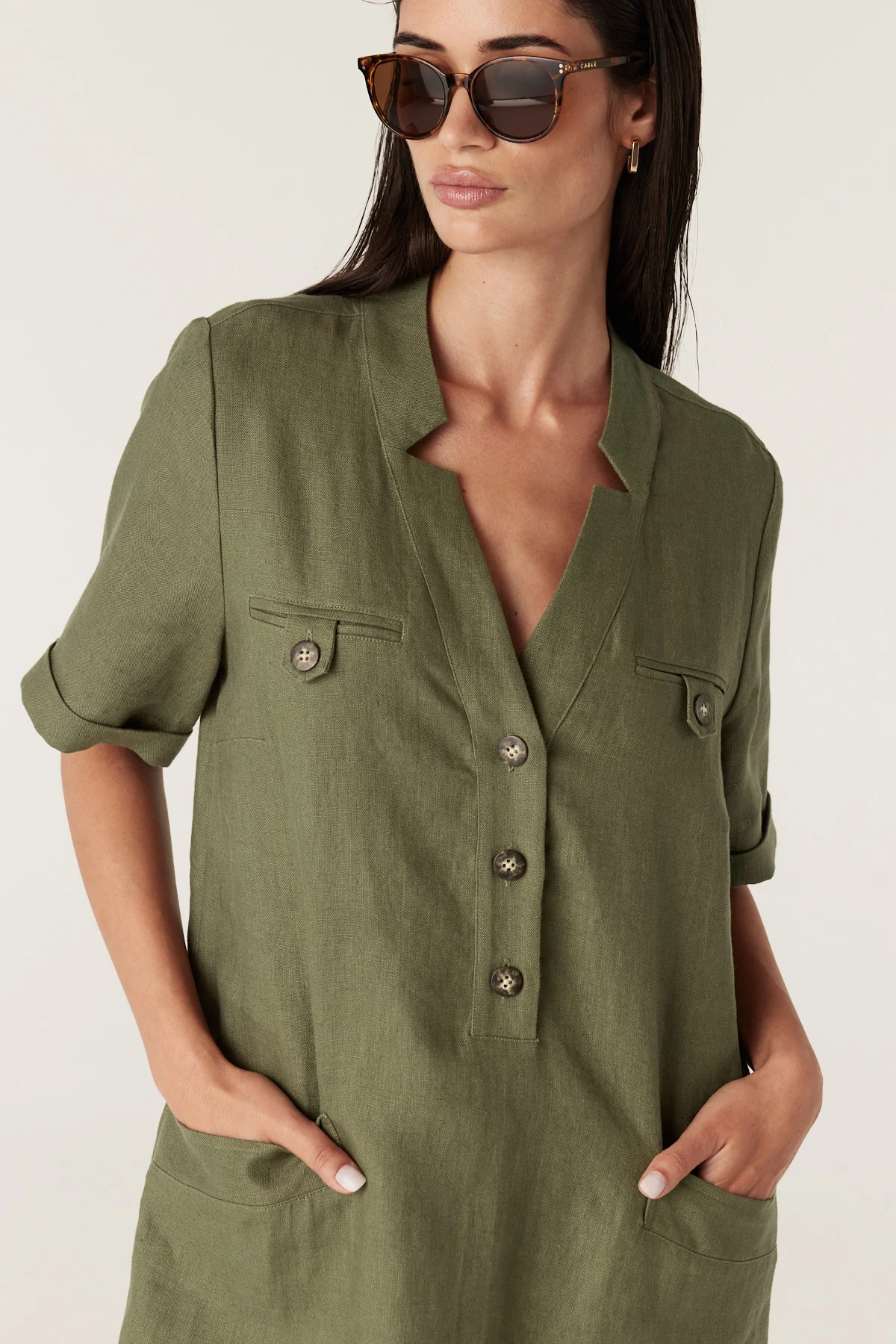 Sandpipper Linen Dress - Dark Sage - Image 3