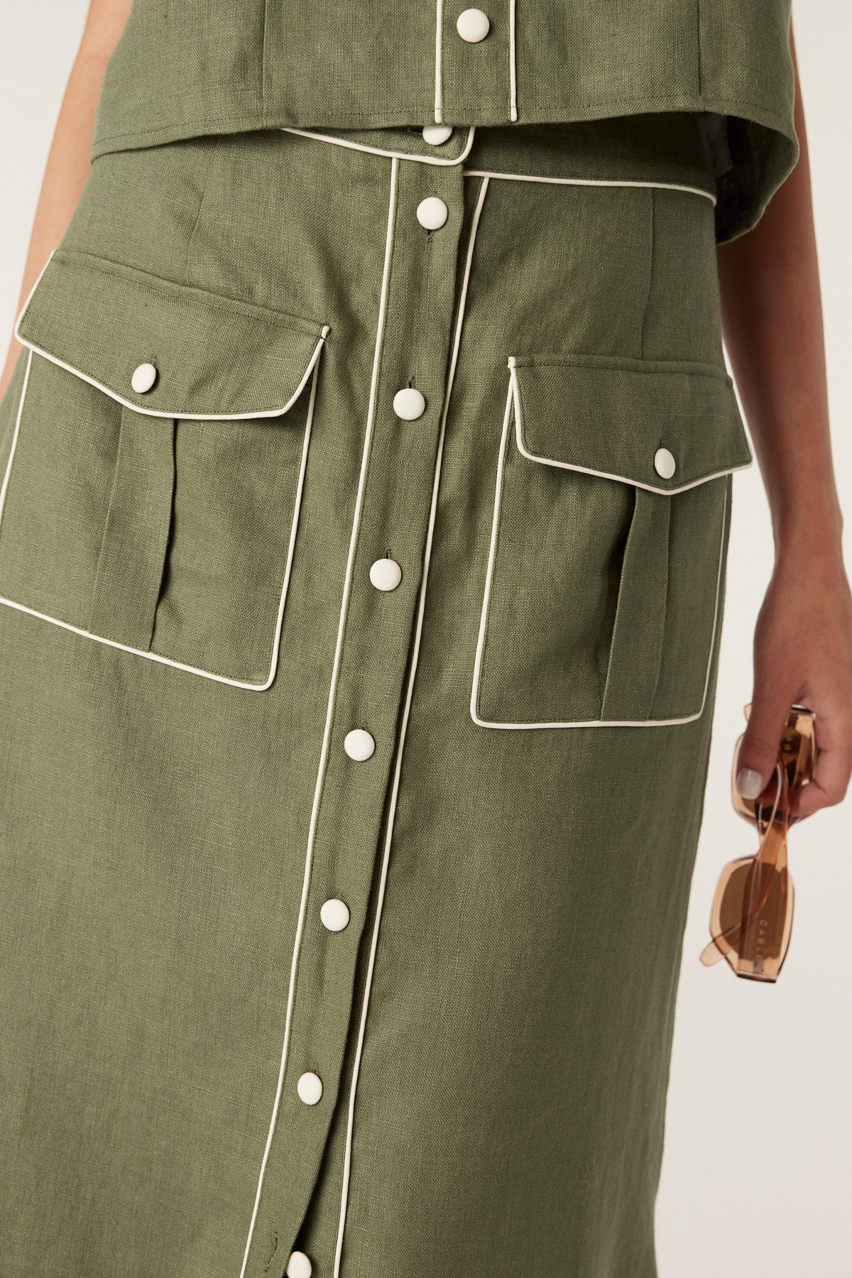 Sandpipper Linen Skirt - Dark Sage - Image 3