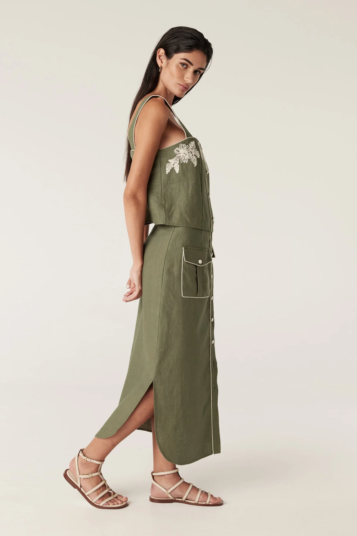 Sandpipper Linen Skirt - Dark Sage - Image 4
