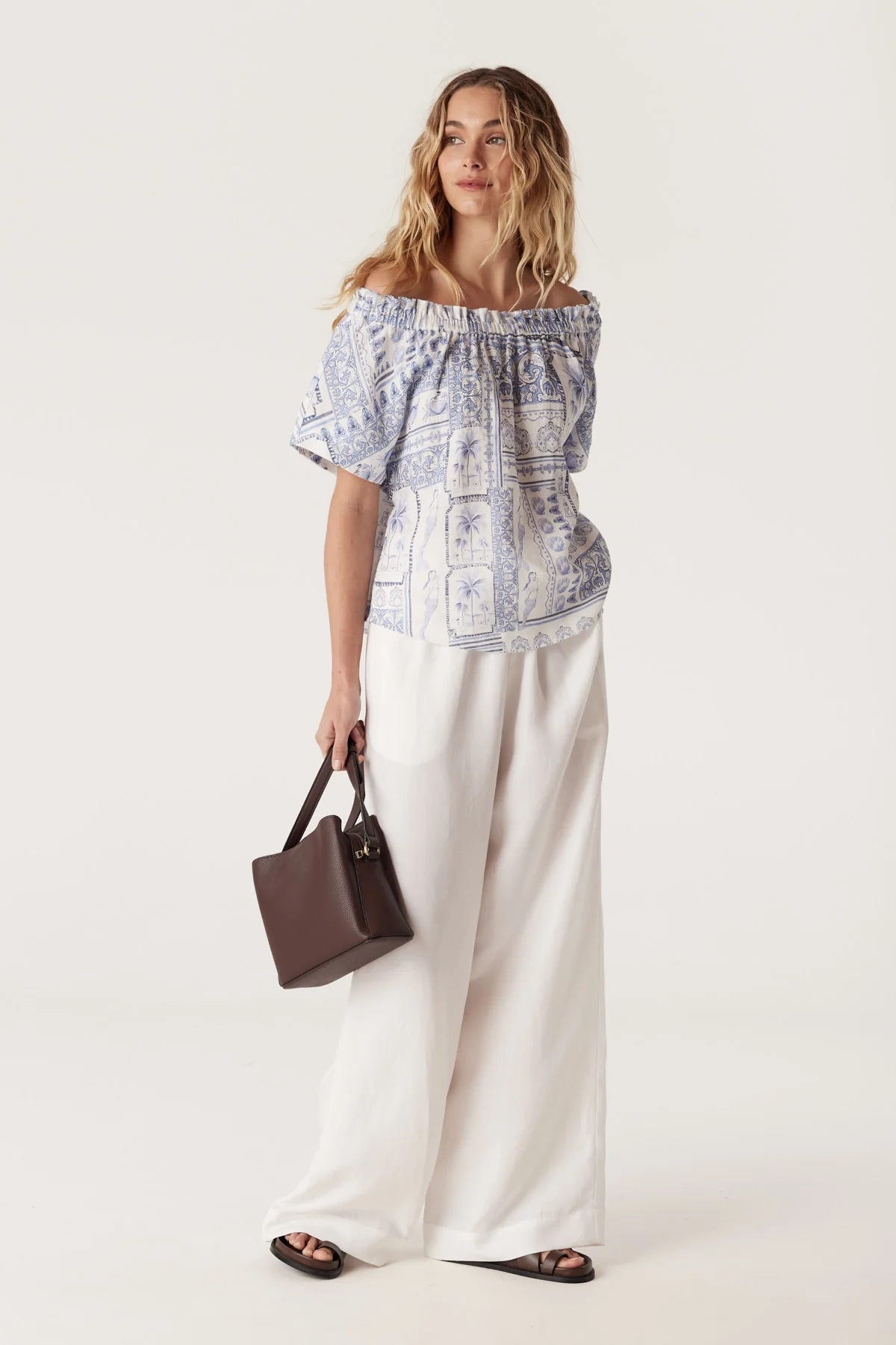 Seychelles Linen Top - Mermaid Print