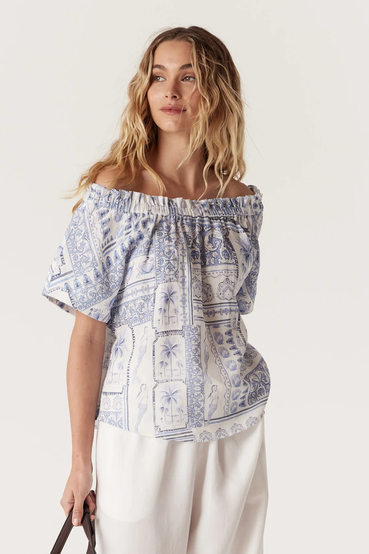 Seychelles Linen Top - Mermaid Print - Image 2