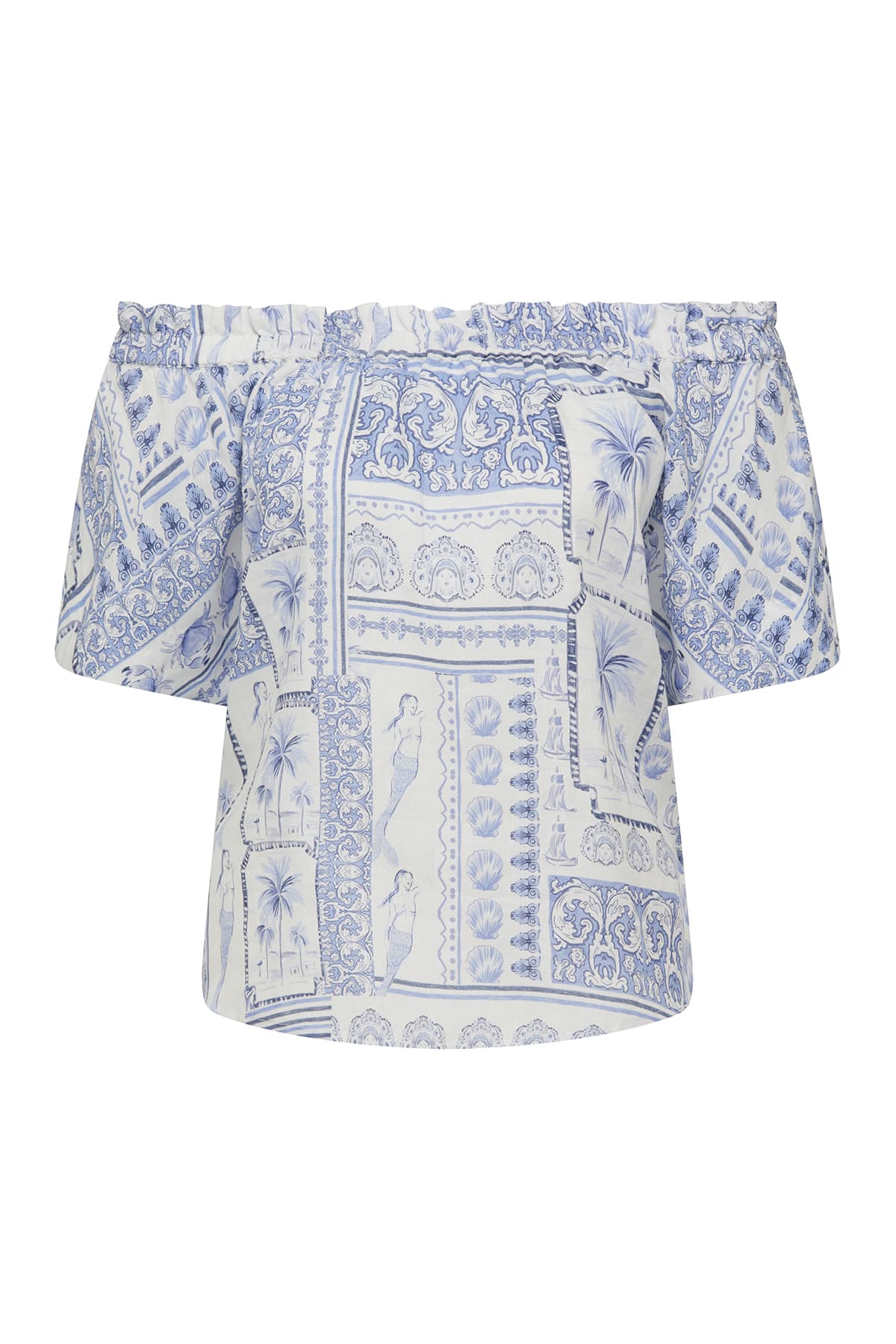 Seychelles Linen Top - Mermaid Print - Image 3