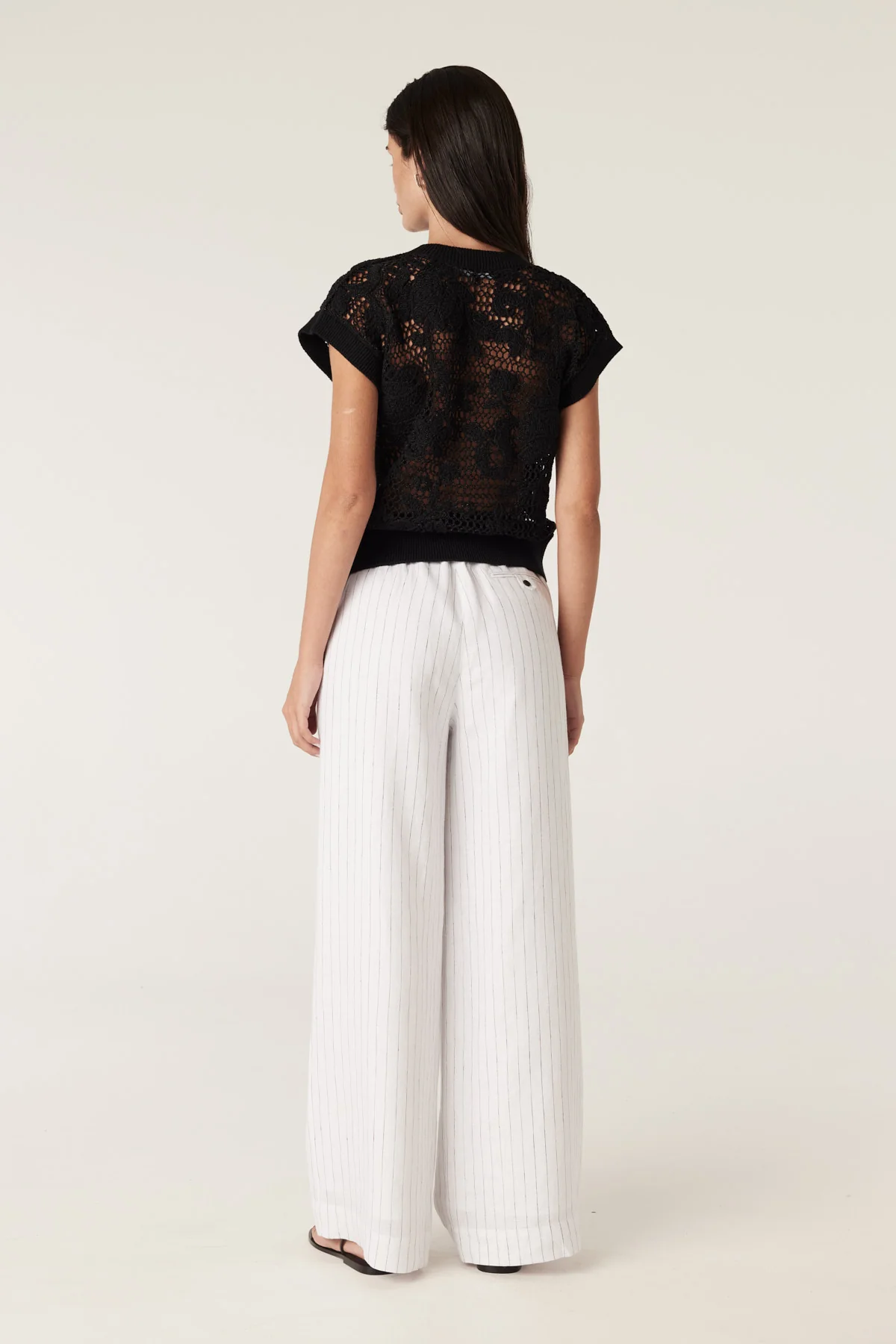 Shadow Lace Knit Top - Black - Image 5