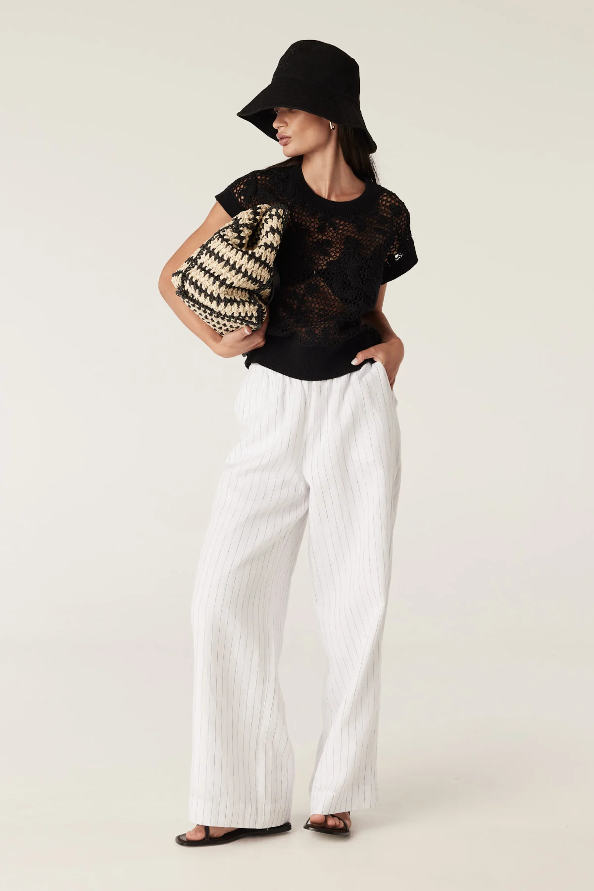 Shadow Lace Knit Top - Black - Image 7