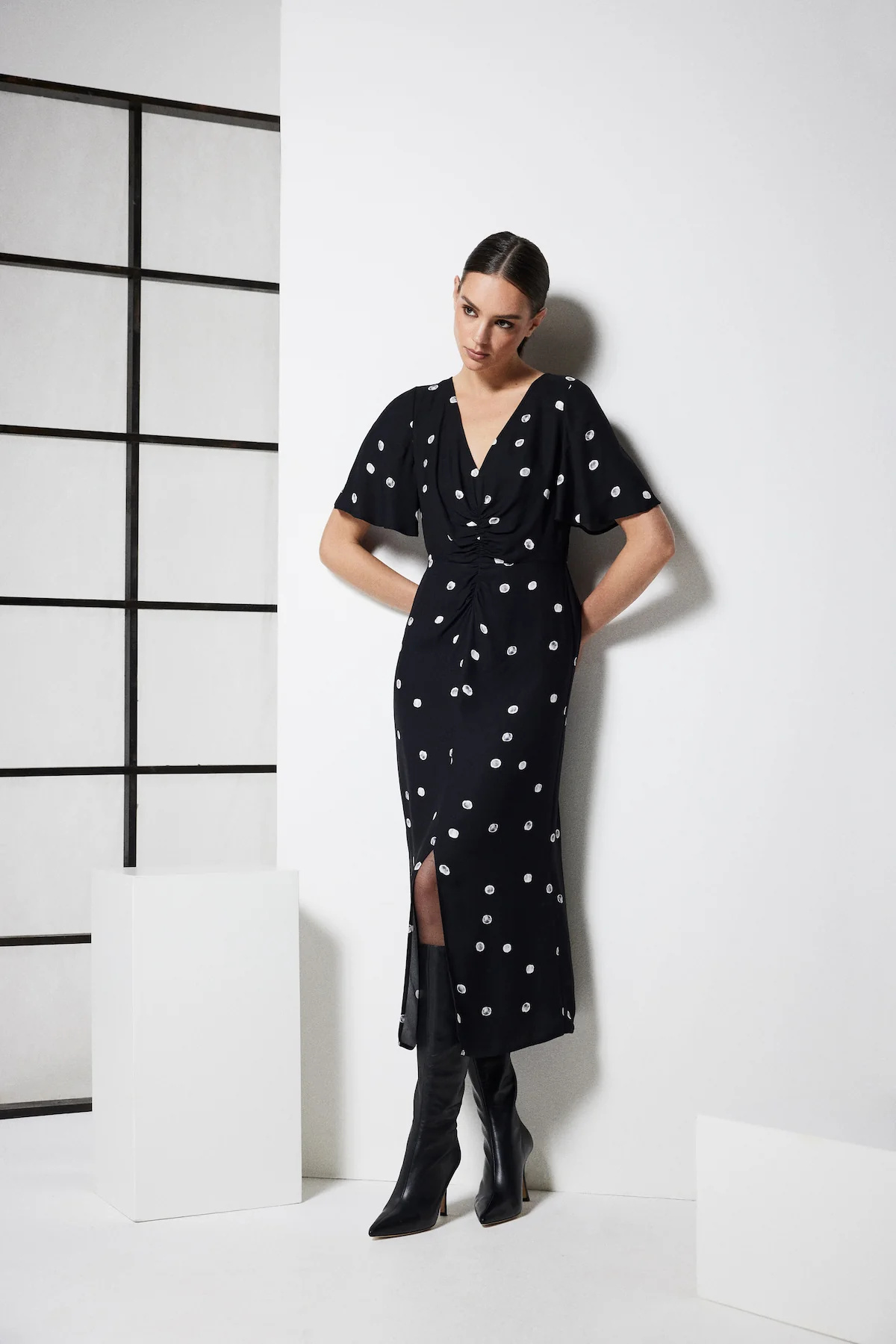 Hepburn Midi Dress - Black Spot - Image 3