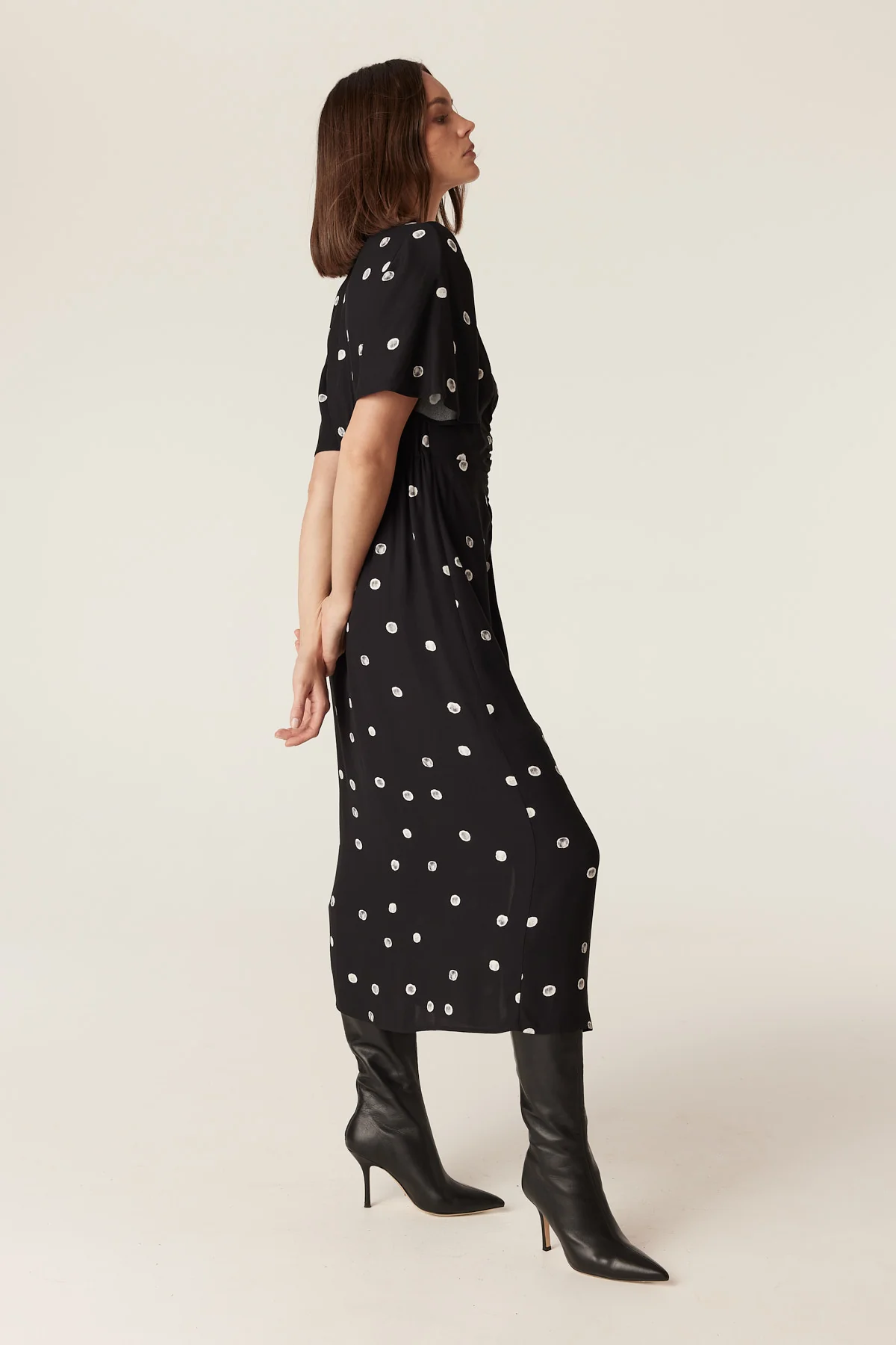 Hepburn Midi Dress - Black Spot - Image 5