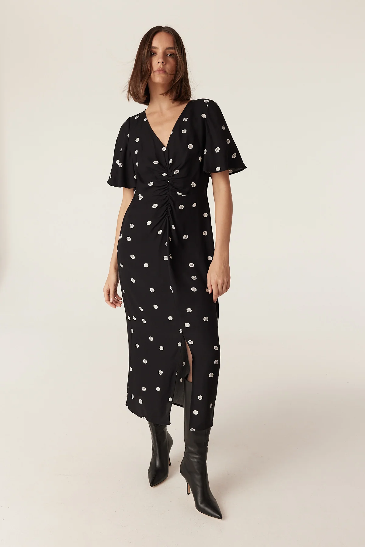Hepburn Midi Dress - Black Spot - Image 8