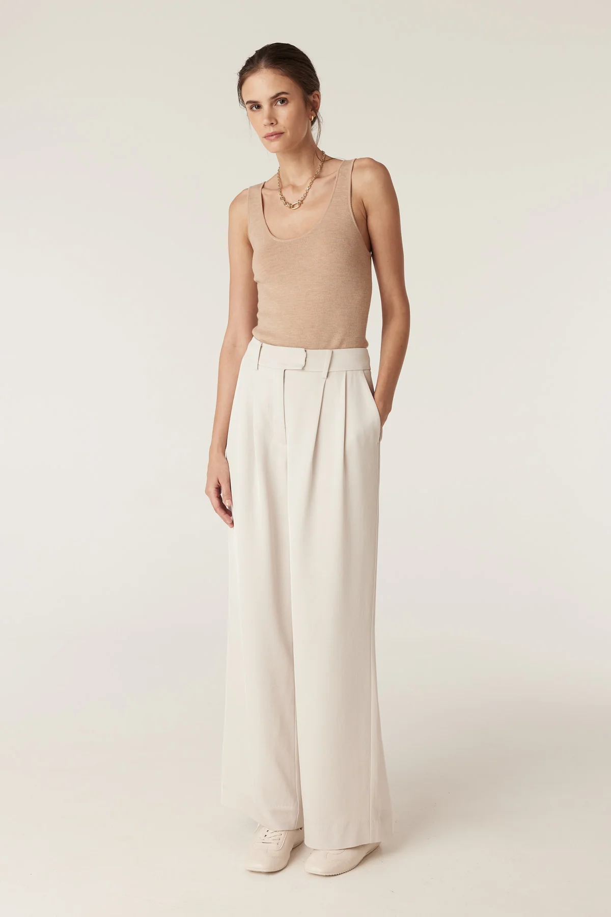 Superfine Merino Wool Singlet - Latte - Image 4