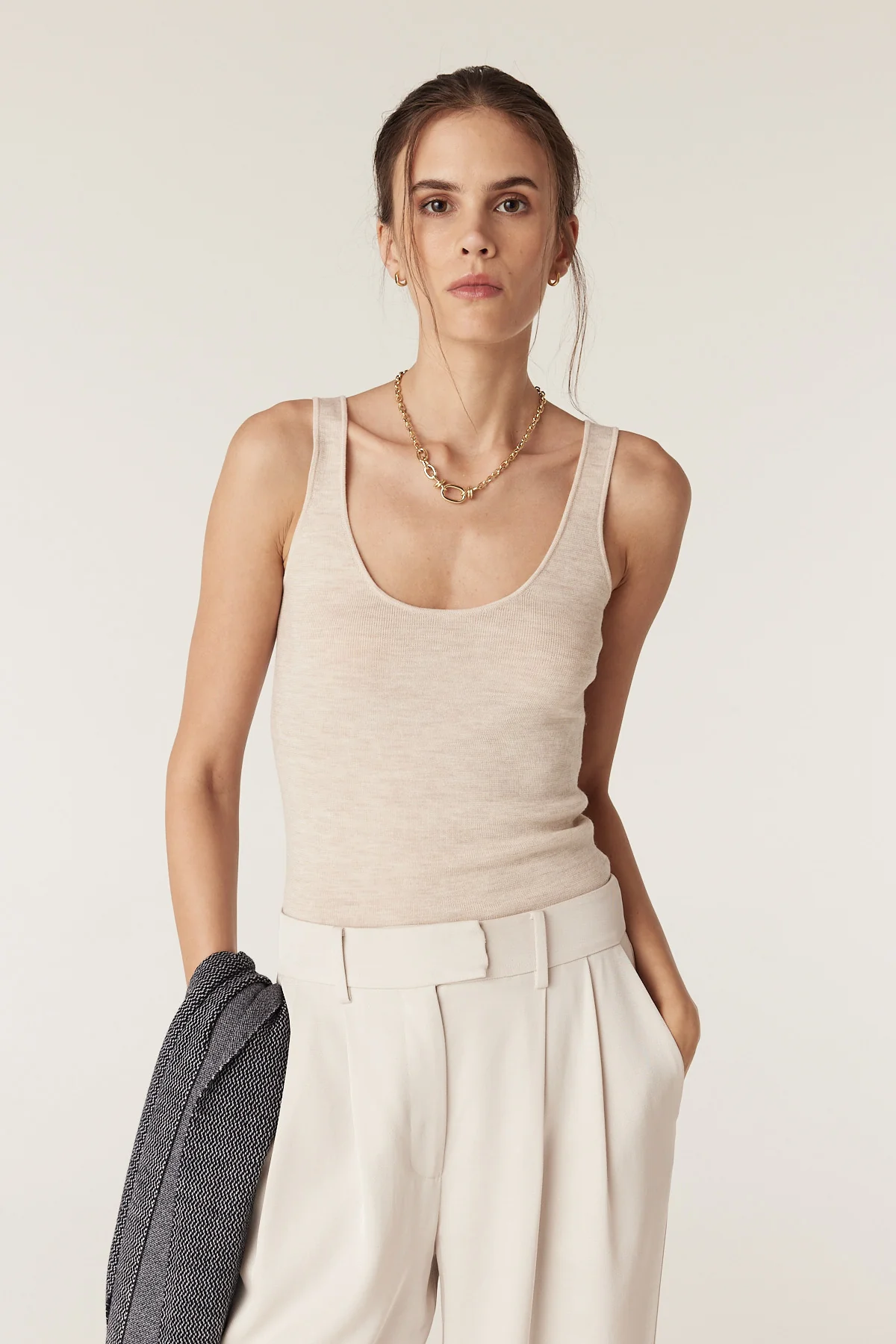 Superfine Merino Wool Singlet - Oatmeal