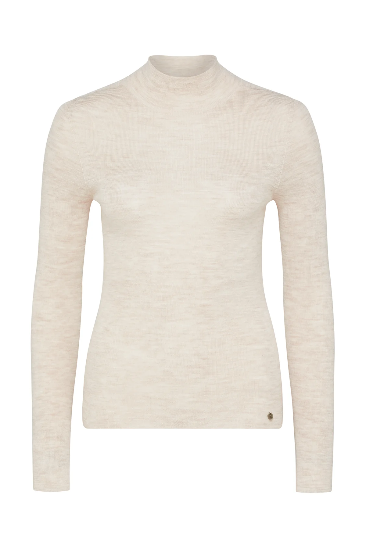 Superfine Merino Wool Turtle Neck Top - Oatmeal - Image 2