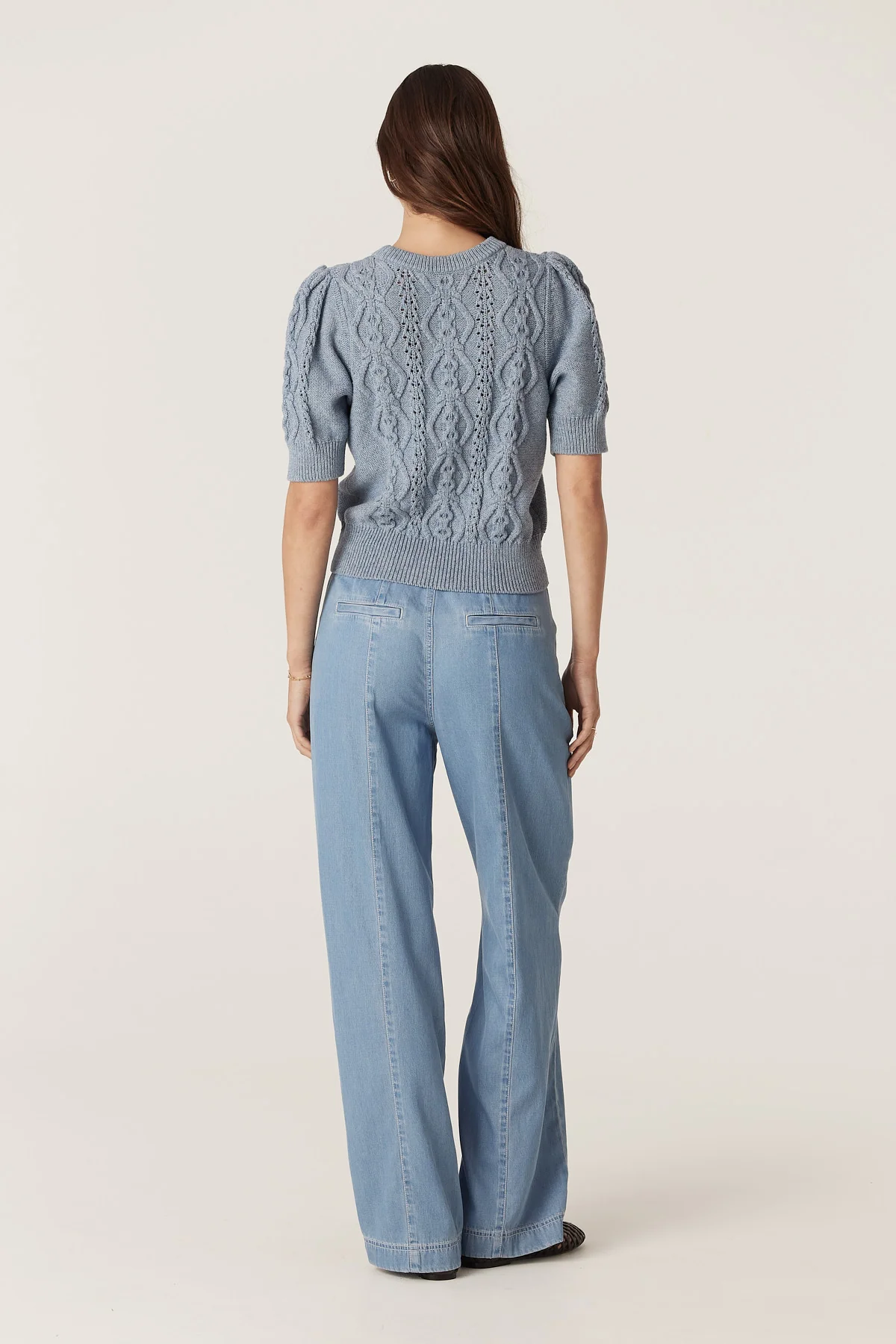 Tavi Cotton Linen Knit Top - Dusty Blue - Image 6