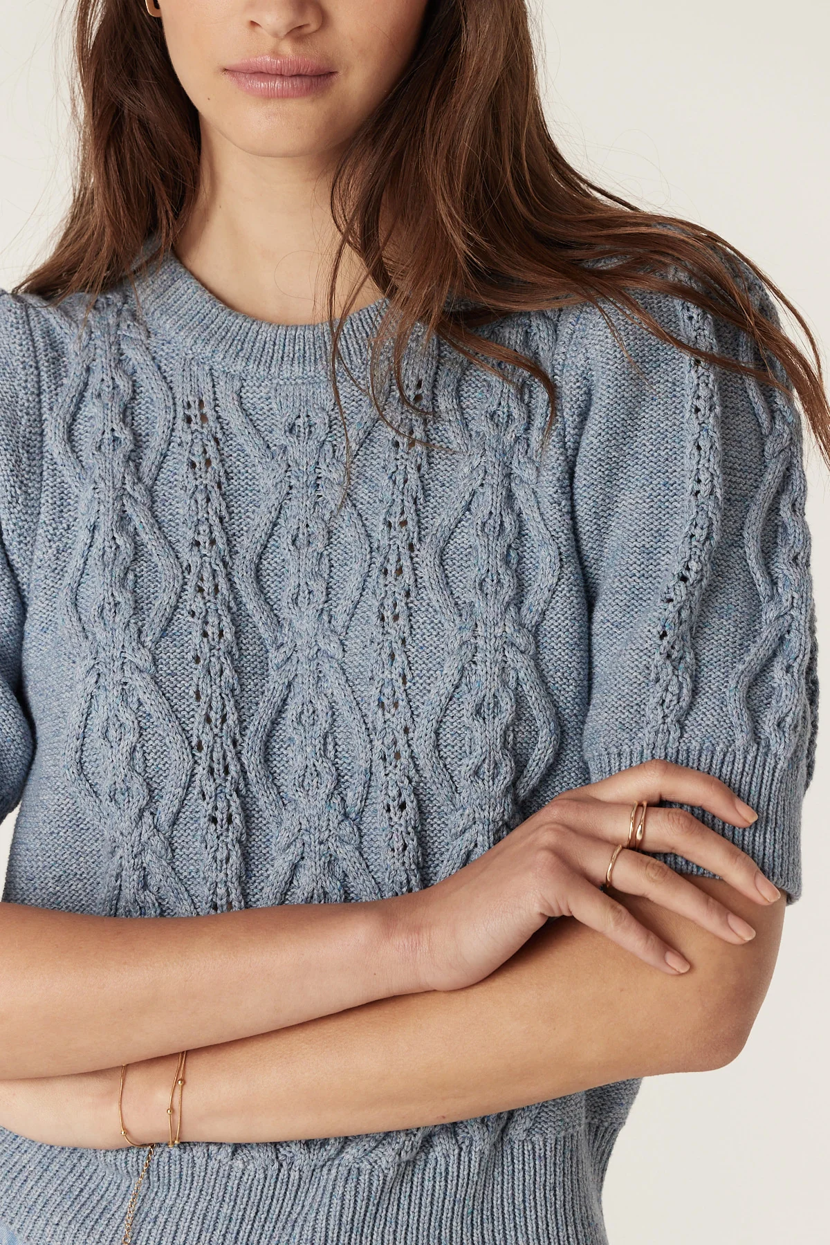 Tavi Cotton Linen Knit Top - Dusty Blue - Image 7