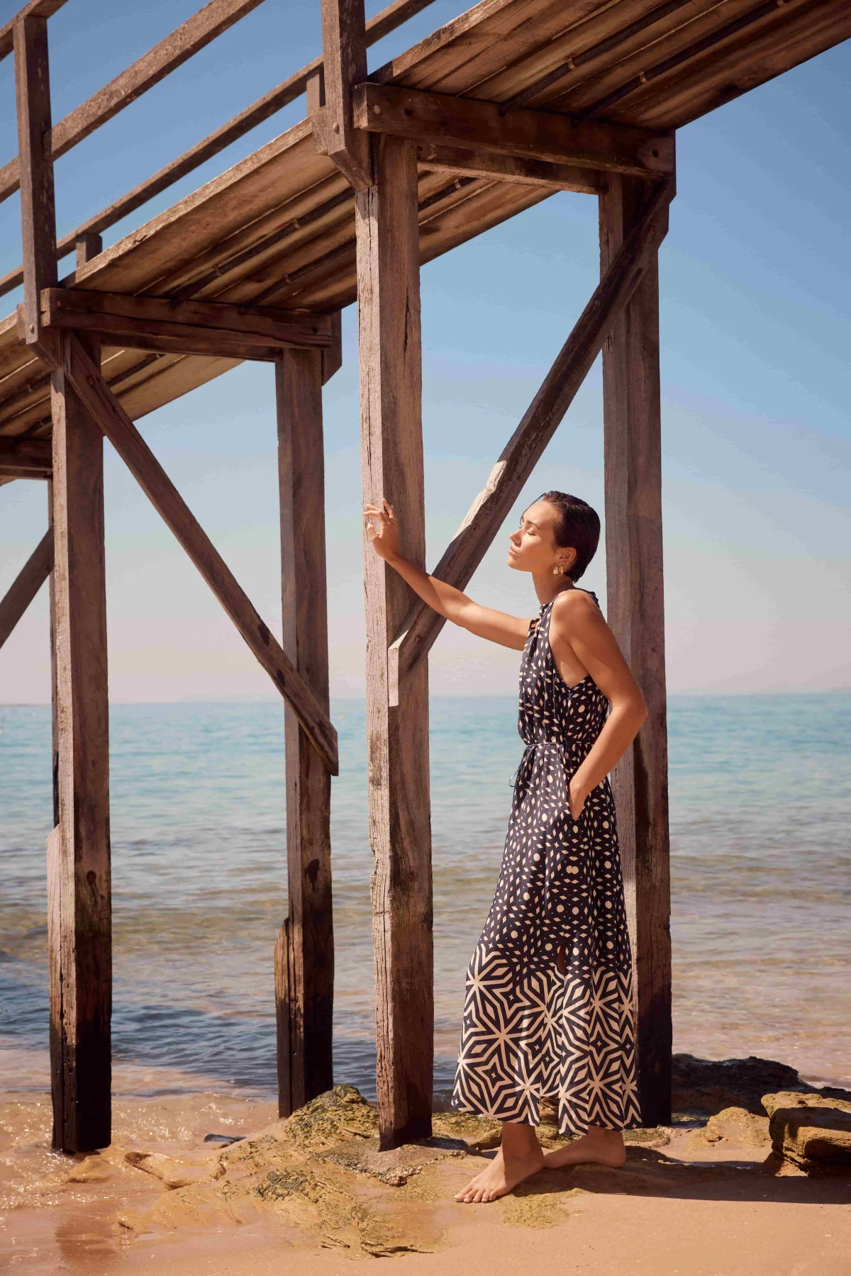 Temple Halter Neck Dress - Mosaic Print - Image 3