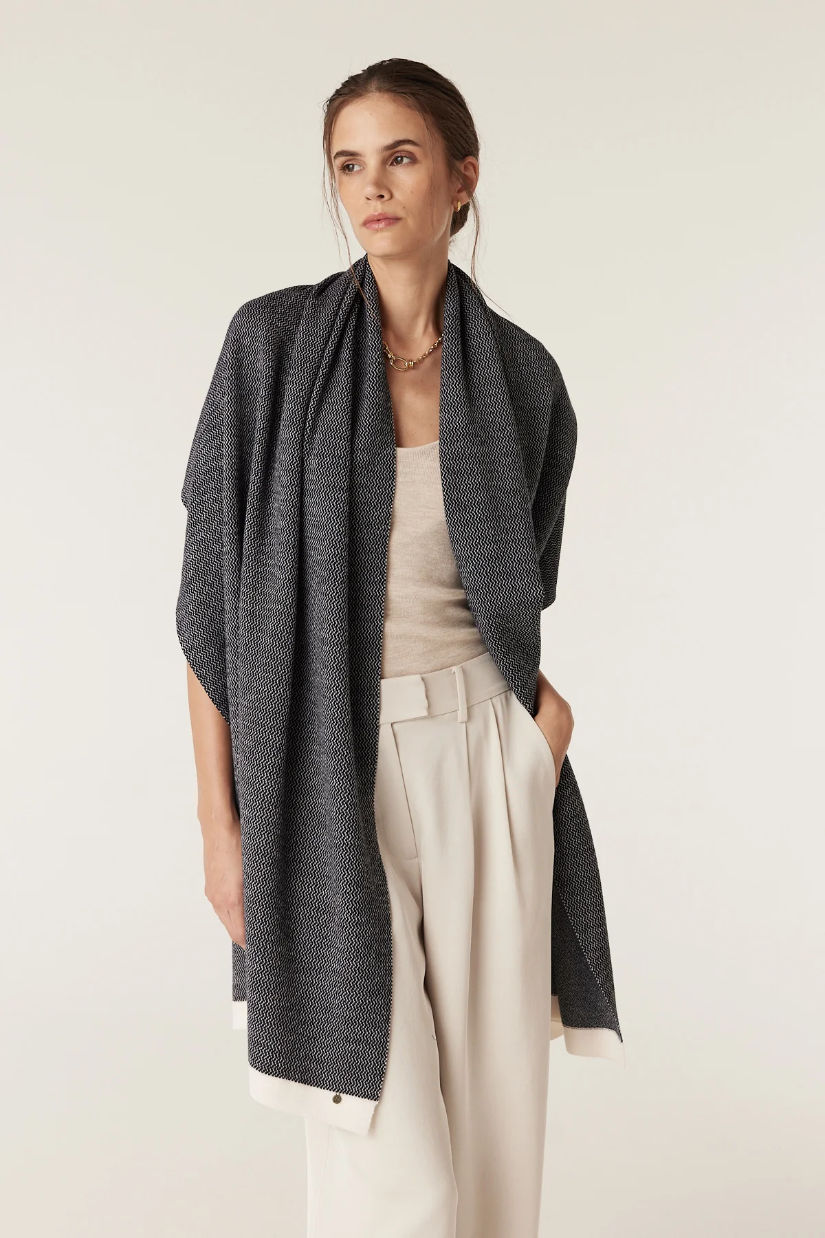 The Bellarine Merino Wool Wrap - Midnight Navy - Image 6