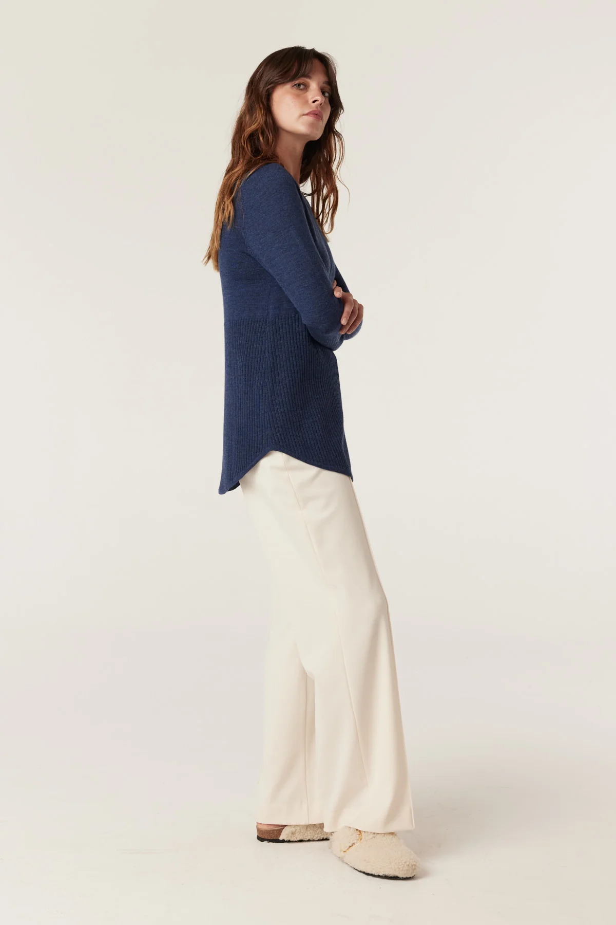 The Highlands Merino Jumper - Denim Blue - Image 3