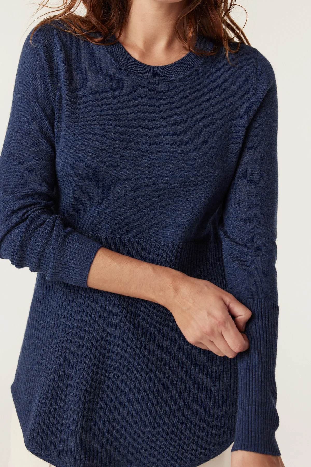 The Highlands Merino Jumper - Denim Blue - Image 4