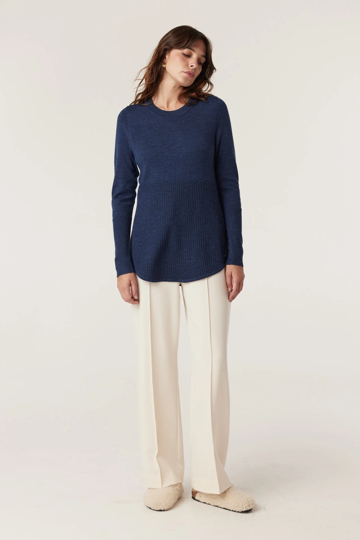 The Highlands Merino Jumper - Denim Blue - Image 5