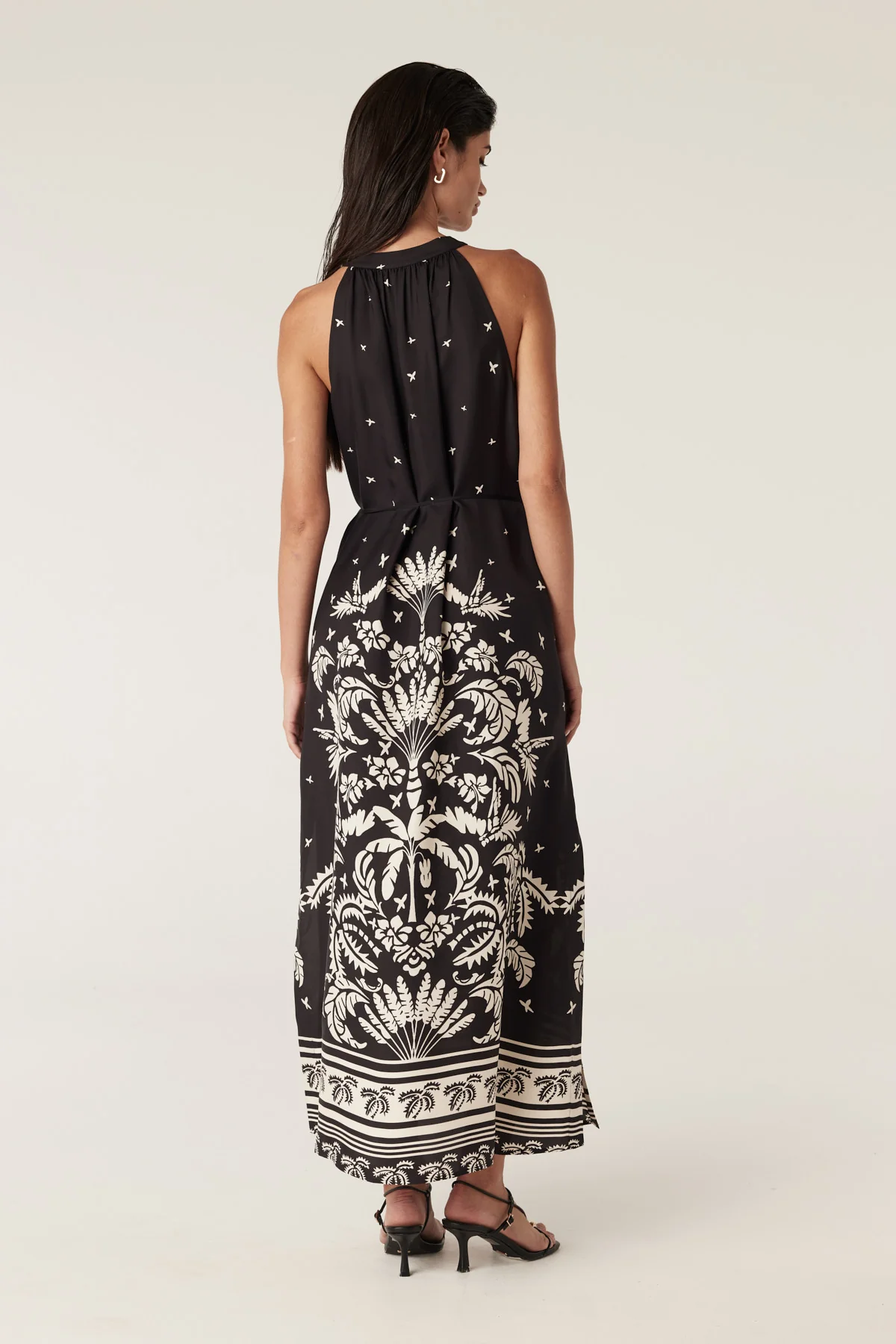 Twilight Halter Neck Dress - Black Palm Print - Image 7