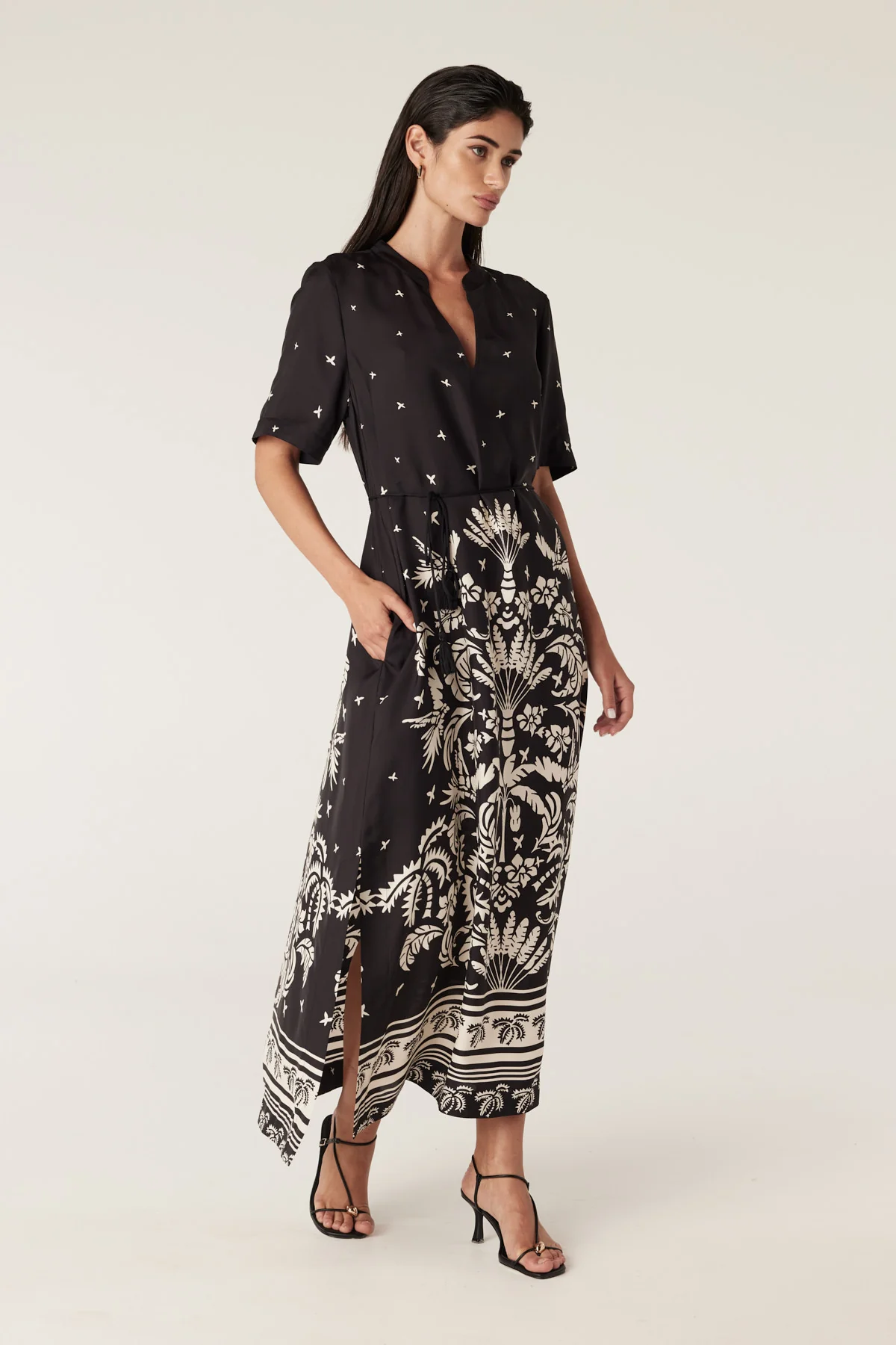 Twilight Kaftan - Black Palm Print