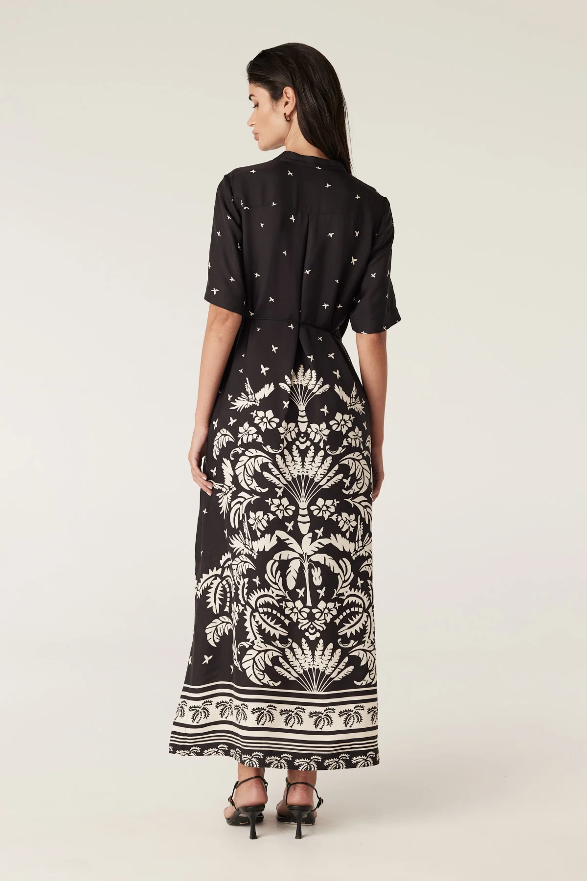 Twilight Kaftan - Black Palm Print - Image 4