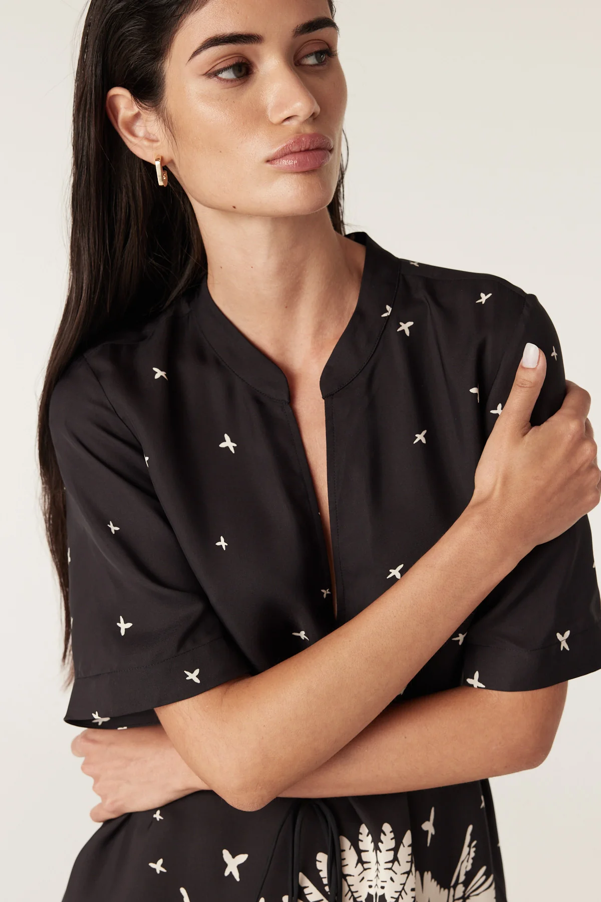 Twilight Kaftan - Black Palm Print - Image 5