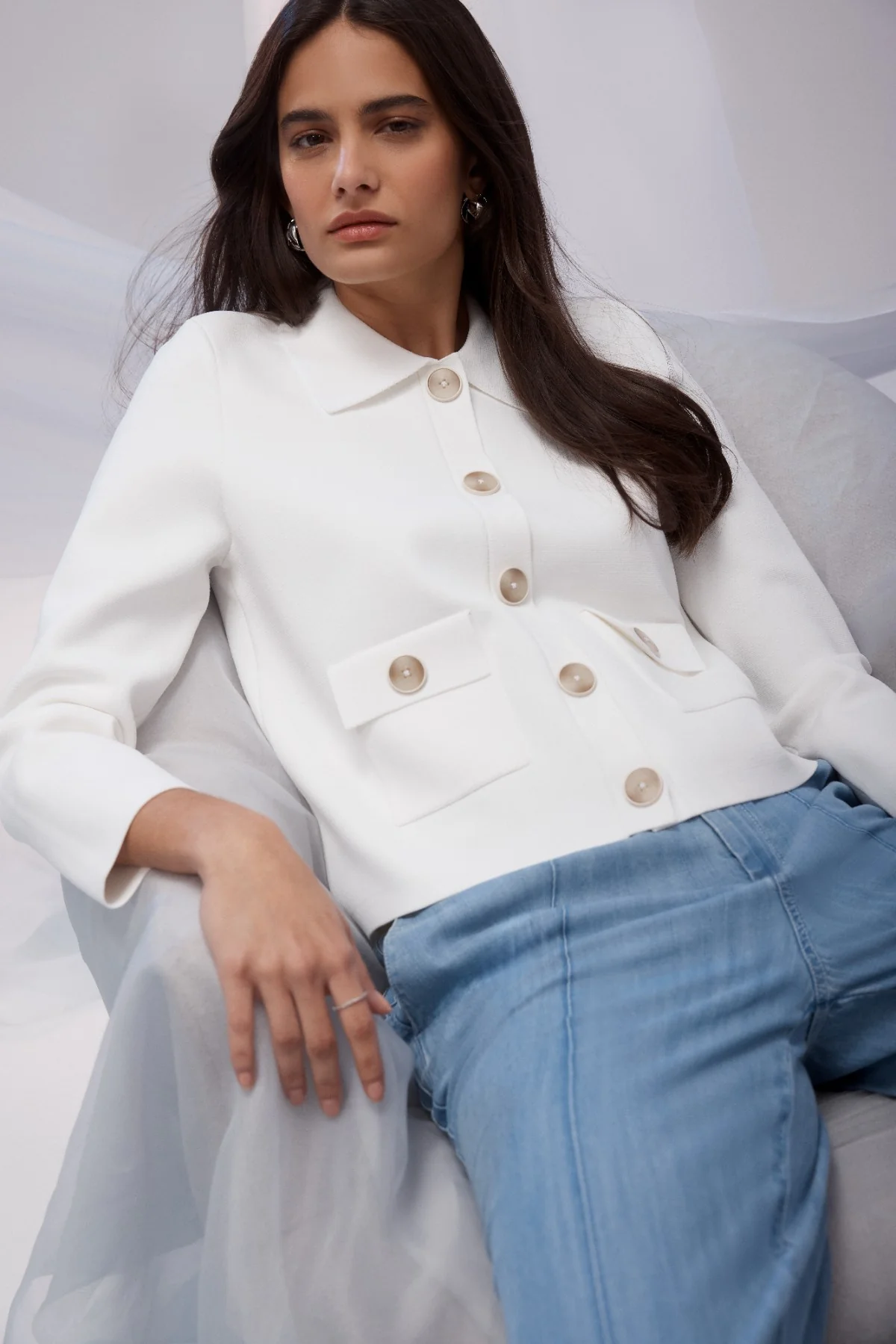 Villa Crepe Jacket - White - Image 3
