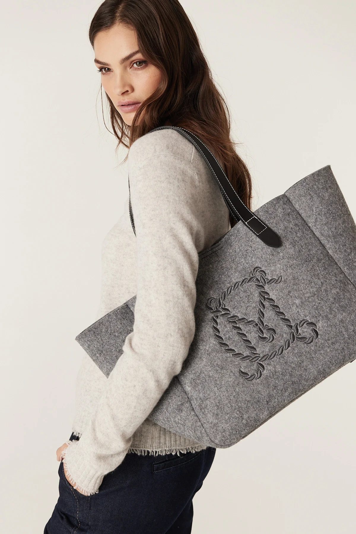 Wool Travel Tote - Charcoal Marle